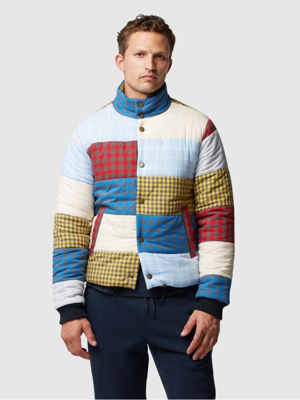 Rodd & Gunn WNWN Padded Quilted Jacket in Blue, Red, Yellow, Cream